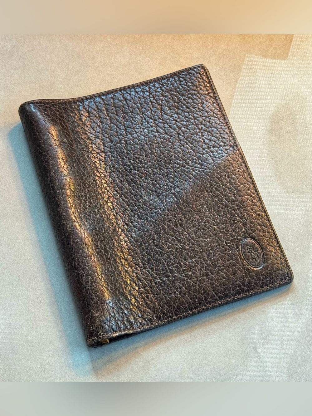 Medium Vintage Black Ralph Lauren Leather Notepad Agenda Cover NWOT